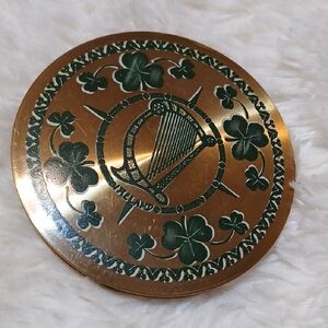 Elegant IRELAND Gold and Green Compact Mirror